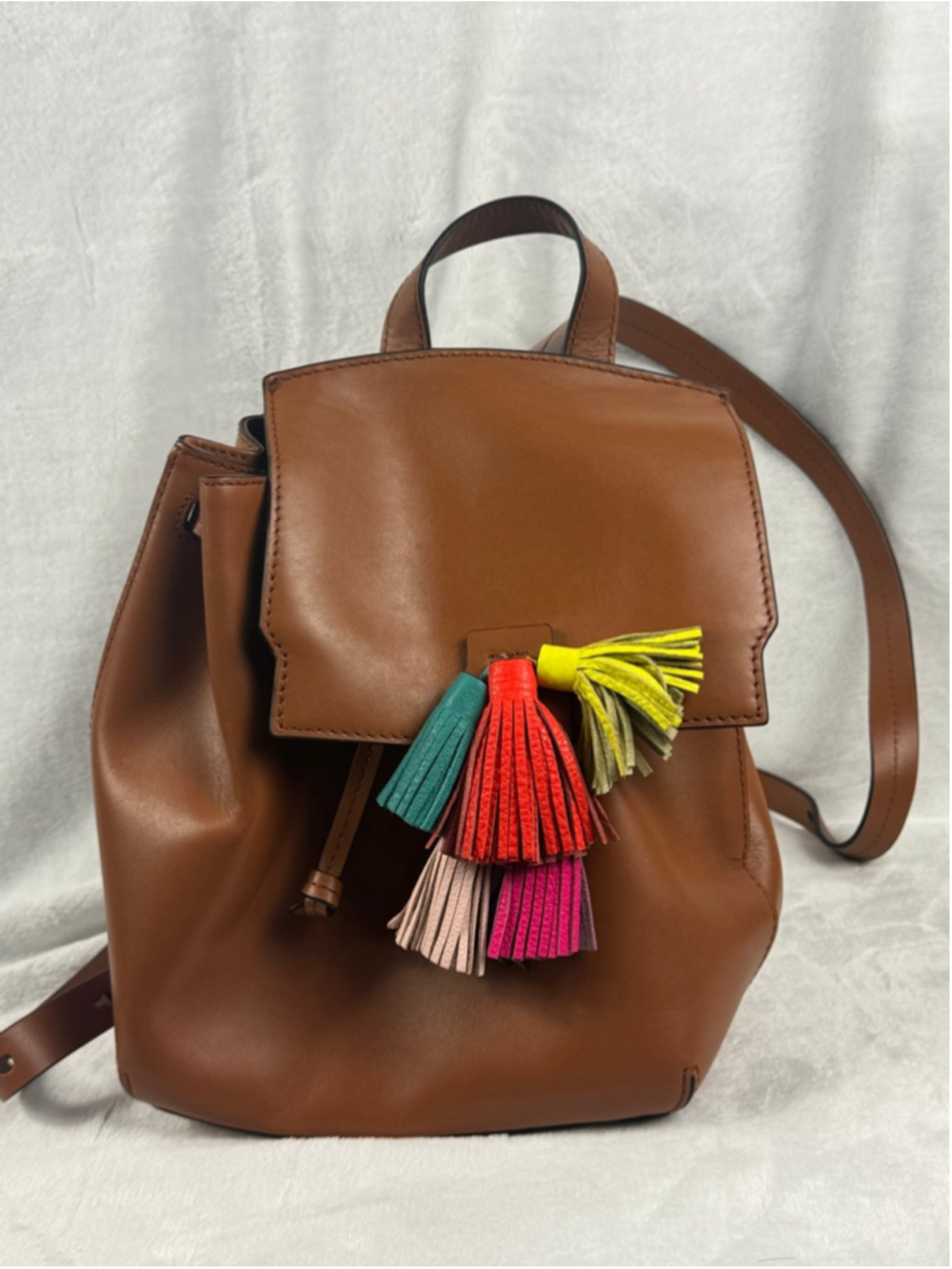 Rebecca Minkoff Brown Leather Backpack One Size with Tassels